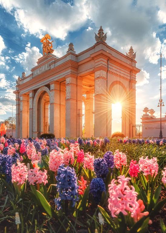 Entrance of the All-Russian Exhibition Centre, Moscow, Russia. 